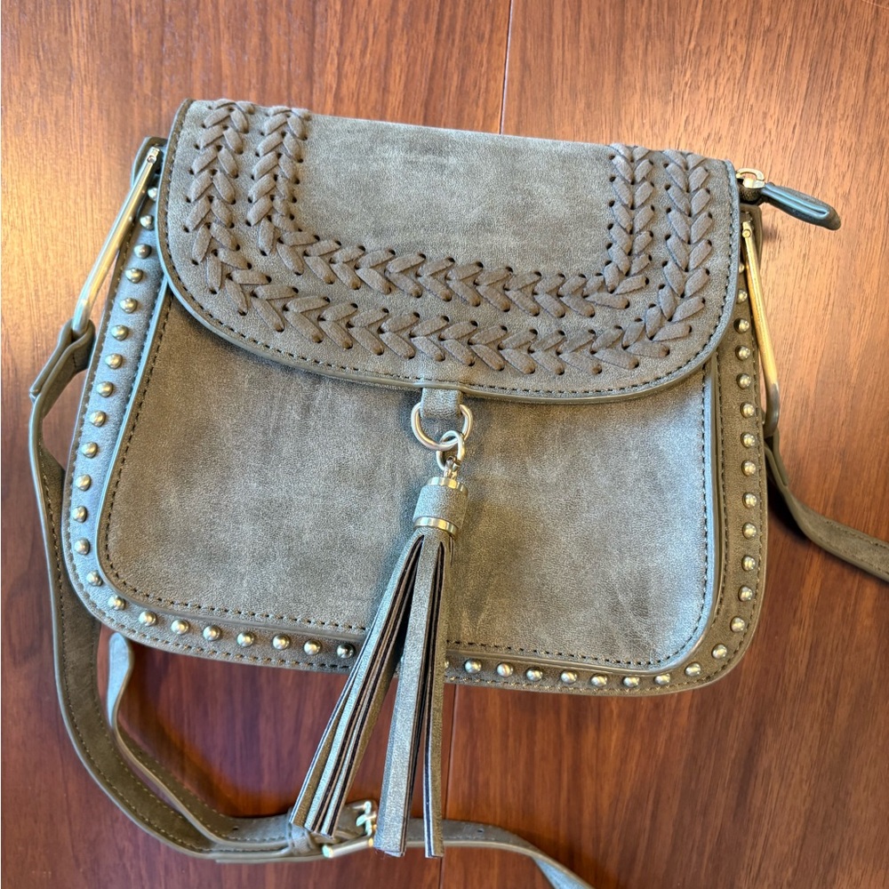 Western Olive Saddle Crossbody Bag Francesca’s Studded Tassel